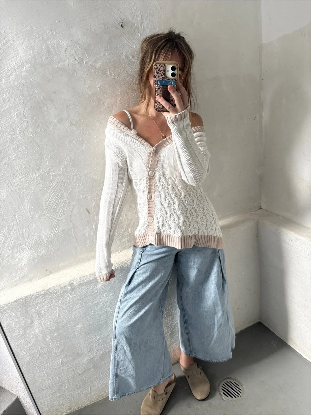 Y2K vintage knit corded cardigan